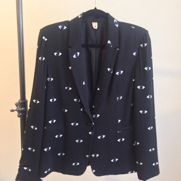 👁Anthropologie Navy Blue Eye Jacket - Picture 3 of 5